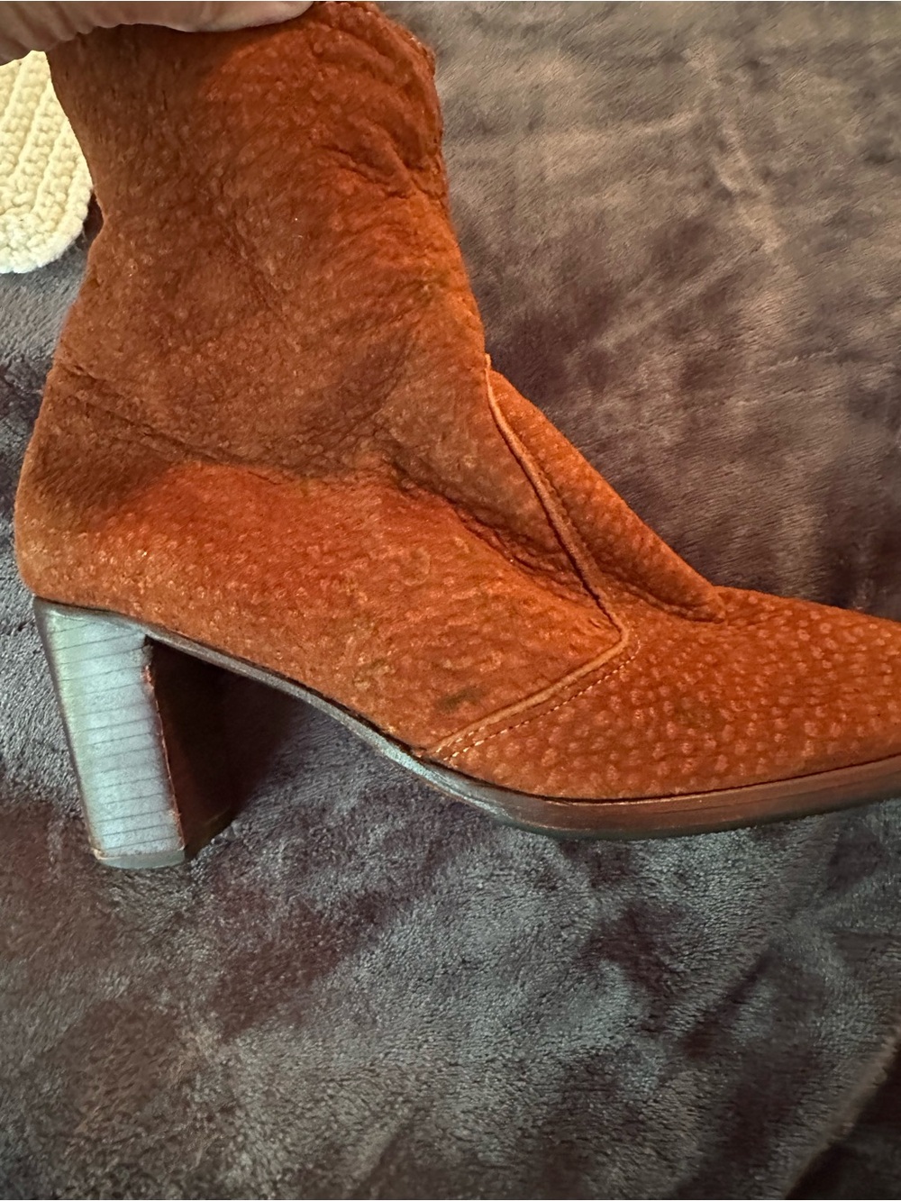 Aquatalia Rust Brown Suede Ankle Boots buttery soft suede size 8